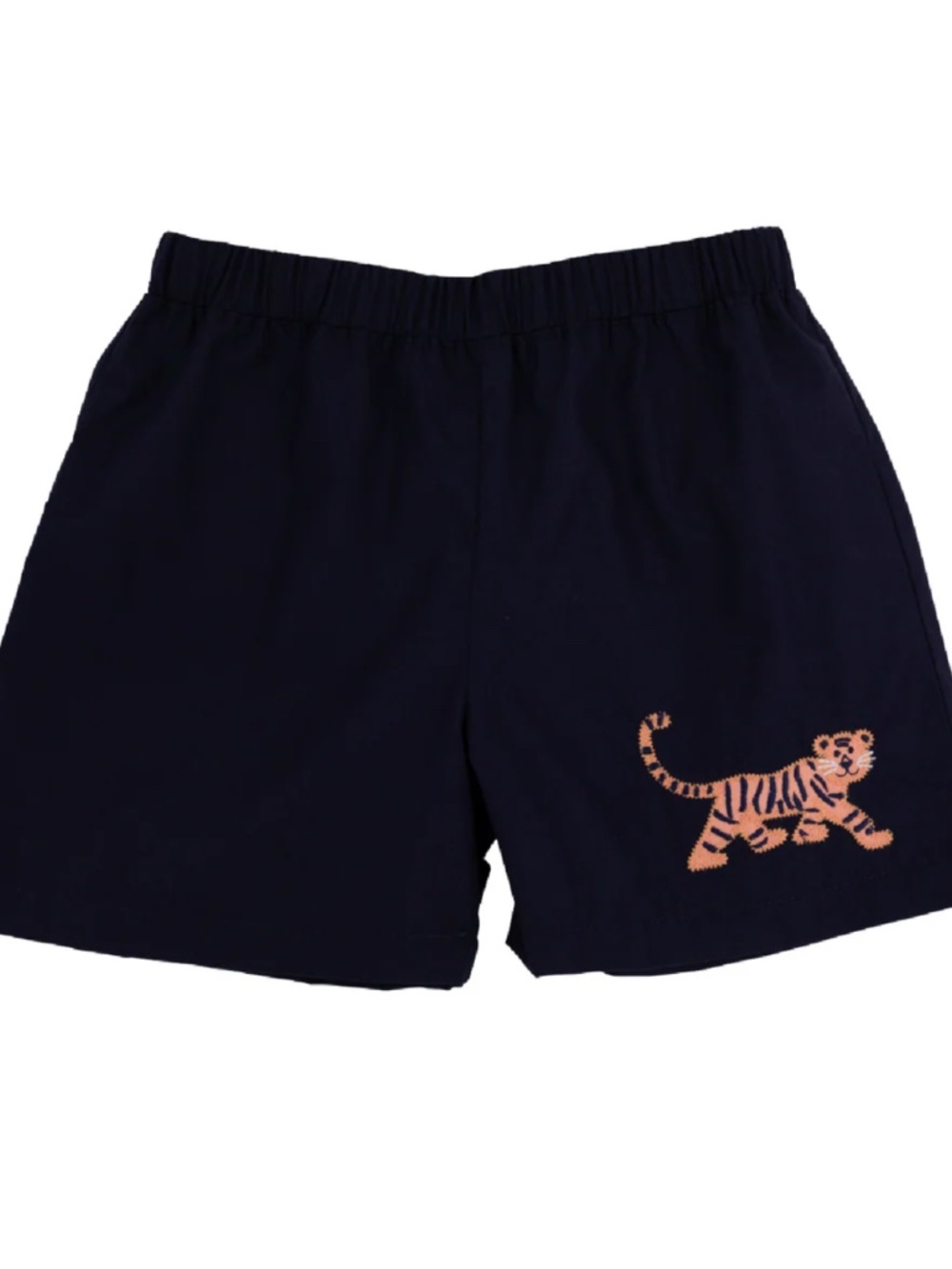 Shelton Shorts - Nantucket Navy w/ Blue Stork & Tiger Applique 6-12 mo
